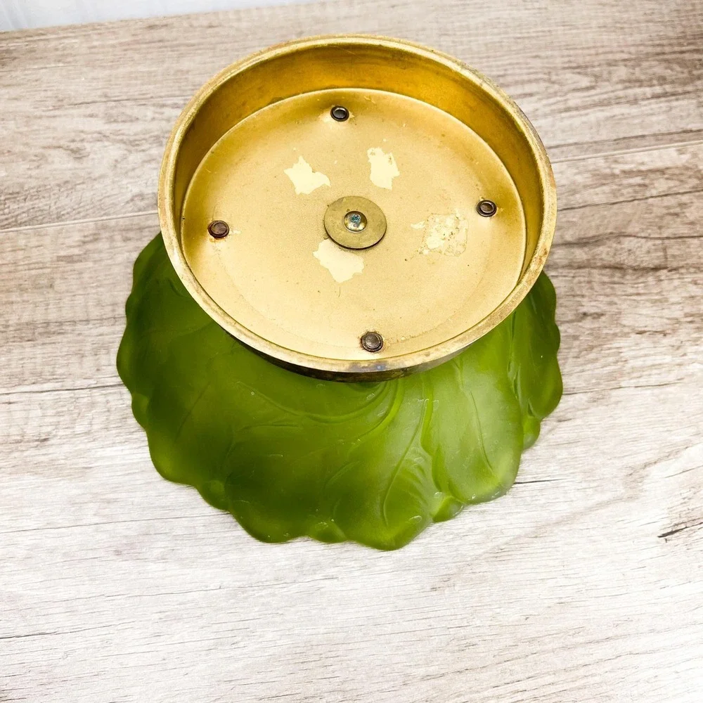 Vintage Frosted Green Glass Centerpiece Bowl:‎ Midcentury Modern Serving Platter